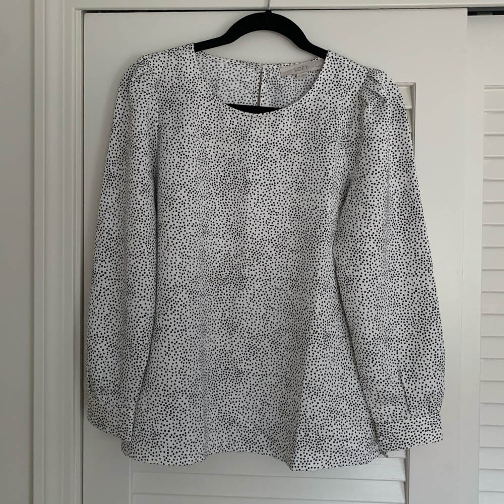 Polka dot spotted print satin finish blouse